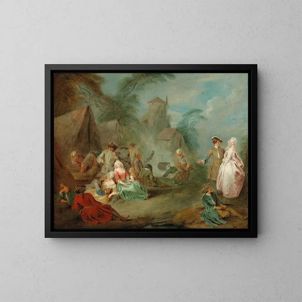 a military camp - Jean-Baptiste Pater — framed artwork on a wall