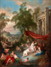 van een schilderij met badende naakten bij een fontein, nimfen die baden in een zwembad - Jean-Baptiste Pater — weergave van het kunstwerk