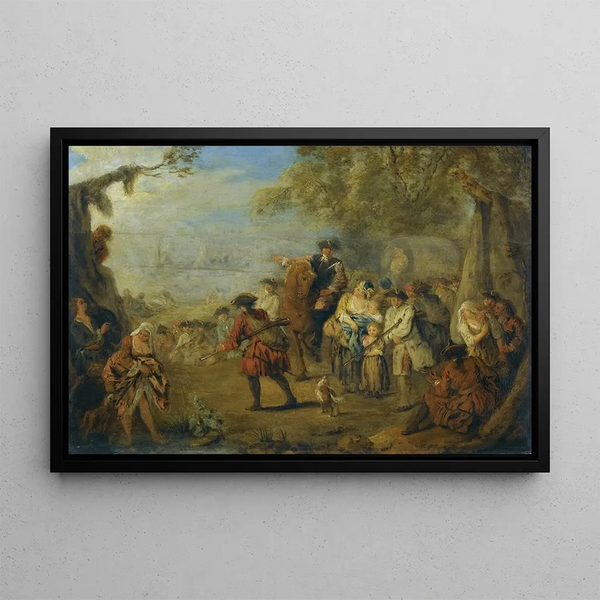 JeanBaptiste Pater - Figures In A Military Encampment With A Horseman Directing Troops.webp