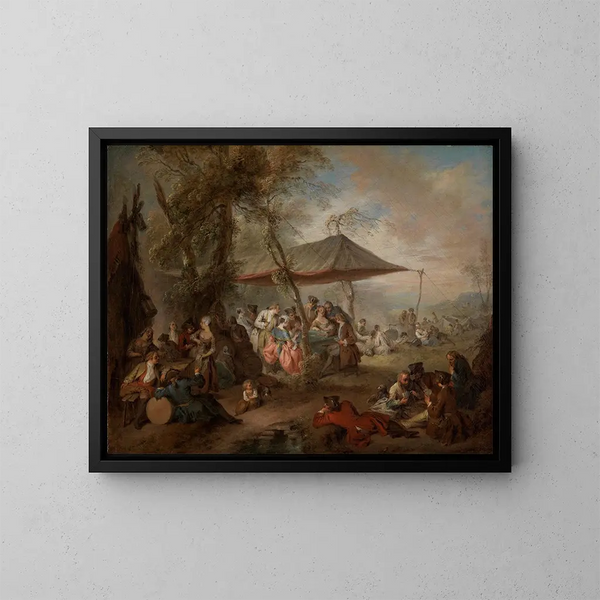 Joys of Soldiers' Lives - Jean-Baptiste Pater — framed artwork on a wall