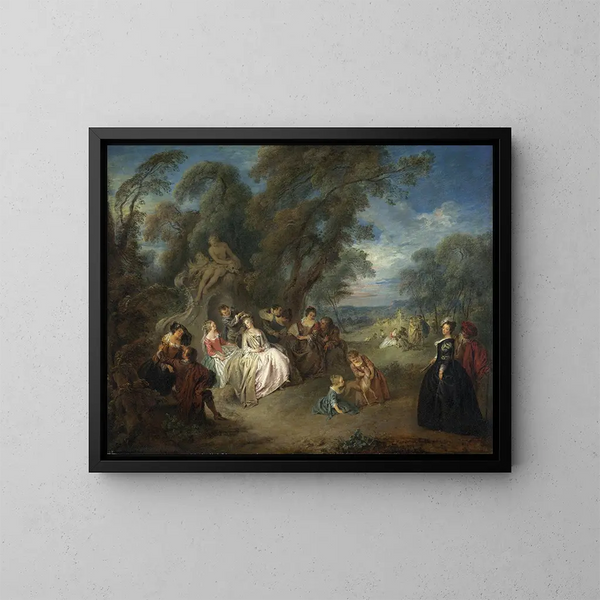 Festive Gathering - Jean-Baptiste Pater — framed artwork on a wall