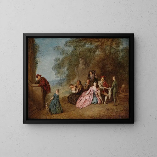 L'amour et le badinage - Jean-Baptiste Pater — framed artwork on a wall