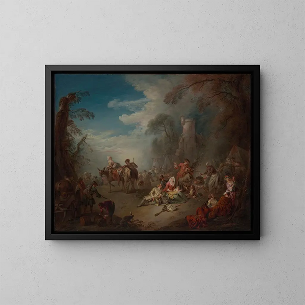 Troops at Rest - Jean-Baptiste Pater — framed artwork on a wall