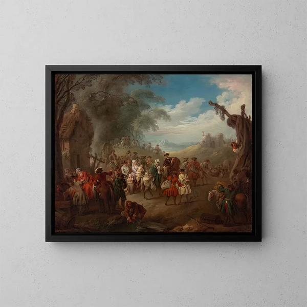 Troops on the march - Jean-Baptiste Pater — framed artwork on a wall