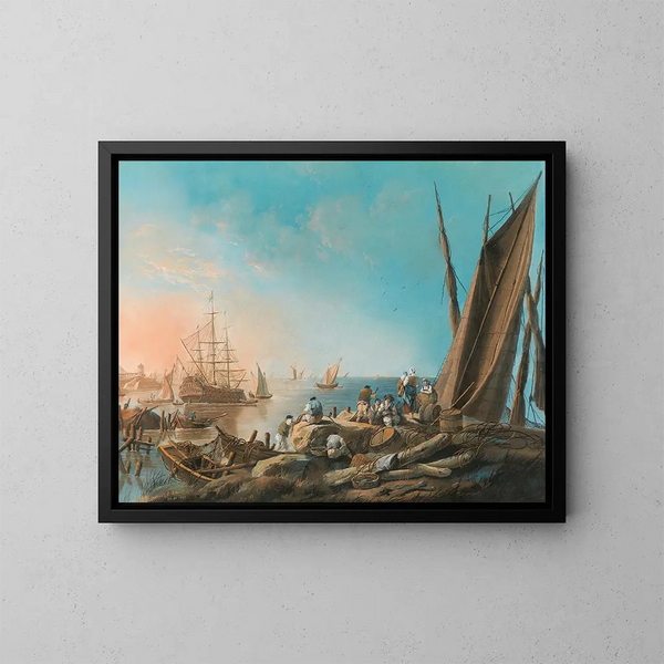 the Mouth of the Tagus River - Jean-Baptiste Pillement — framed artwork on a wall