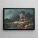 The old tower, pastoral landscape - Jean-Baptiste Pillement — framed artwork on a wall