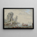 Bay with Large Rocks on the Left and Fishermen - Jean-Baptiste Pillement — framed artwork on a wall