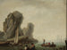 Uitzicht op de zee met vissersboten - Jean-Baptiste Pillement — weergave van het kunstwerk