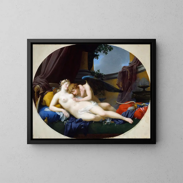 Cupid and Psyche - Jean-Baptiste Regnault — framed artwork on a wall