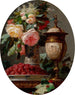 Still life with roses and a bowl of raspberries with a vermeil egg cup - Jean-Baptiste Robie — artwork view