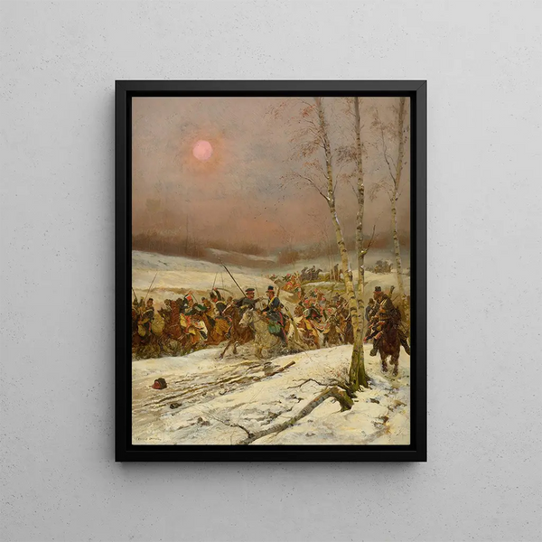 JeanBaptiste douard Detaille - Cossacks Attacked By The Guard Of Honor During Napoleons Russian Campaign.webp