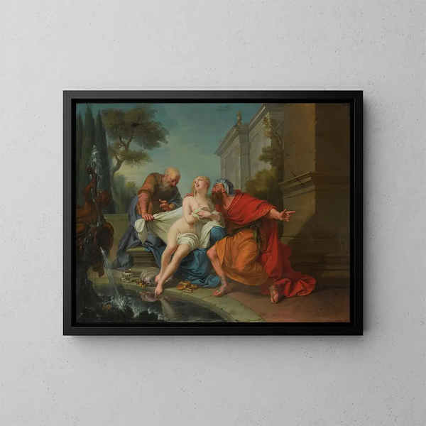 Suzanne et les vieillards - Jean-Baptiste van Loo — framed artwork on a wall