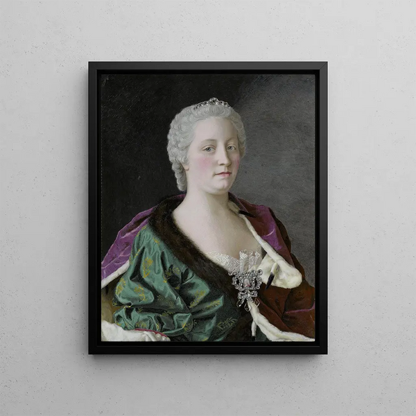 Marie-Thérèse Painting, Archduchess of Austria, Queen of Hungary and Bohemia, and Empress of the Holy Roman Empire - Jean-Étienne Liotard — framed artwork on a wall