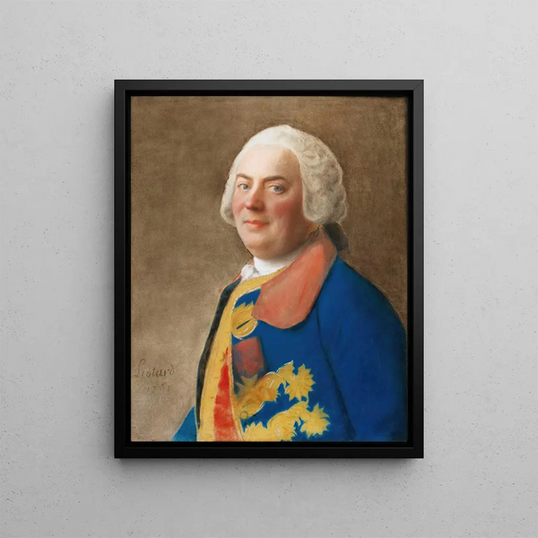 Portrait of an officer wearing the Order of the Holy Spirit - Jean-Étienne Liotard — framed artwork on a wall