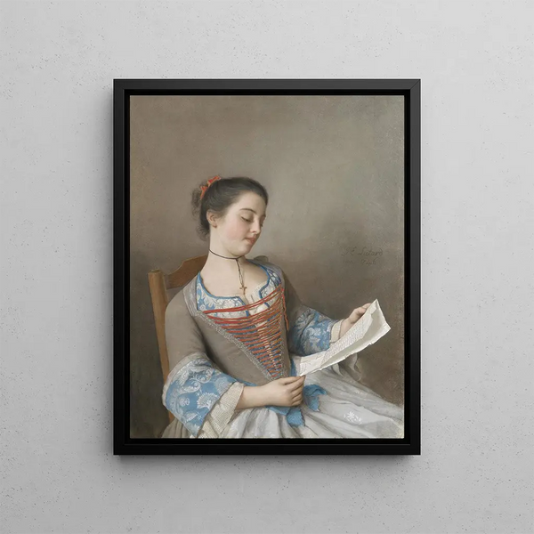 The Artist's Niece Marianne Lavergne Known as La Liseuse - Jean-Étienne Liotard — framed artwork on a wall