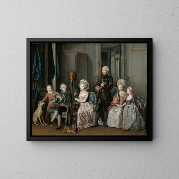 Portrait of the family of Louis-Philippe D'Orléans, Duke of Chartres - Jean-François Garneray — framed artwork on a wall