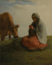 Een herderin die breit - Jean-François Millet — weergave van het kunstwerk