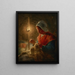 Vrouw die naait bij het licht van een lamp - Jean-François Millet — ingelijst kunstwerk aan de muur