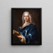 portret van een man met een blauwe jas die een boek vasthoudt - Jean-François de Troy — ingelijst kunstwerk aan de muur