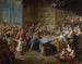 van Le festin de Didon et Énée, un portrait allégorique de la famille du duc et de la duchesse du Maine - Jean-François de Troy — weergave van het kunstwerk