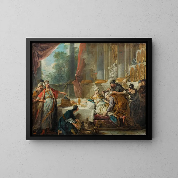 De veroordeling van Aman - Jean-François de Troy — ingelijst kunstwerk aan de muur