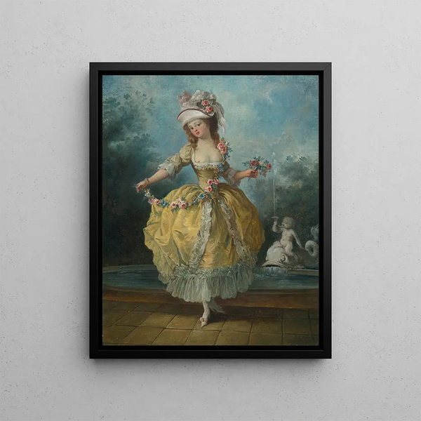 JeanFrdric Schall - A Young Lady In A Garden Holding A Garland Of Flowers.webp