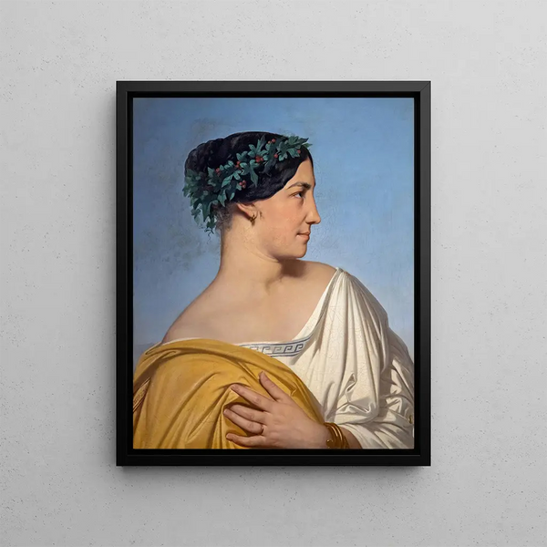 Head of Woman - Jean-Hippolyte Flandrin — framed artwork on a wall