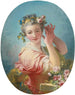 van een jonge vrouw die haar poederdoffe kapsel versiert met een bos rozen - Jean-Honoré Fragonard — weergave van het kunstwerk