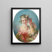 van een jonge vrouw die haar poederdoffe kapsel versiert met een bos rozen - Jean-Honoré Fragonard — ingelijst kunstwerk aan de muur