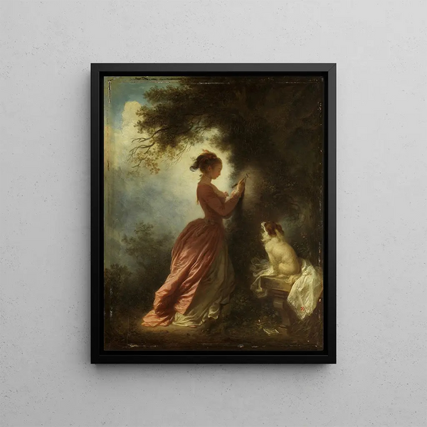 Le Chiffre d'amour The Souvenir - Jean-Honoré Fragonard — ingelijst kunstwerk aan de muur