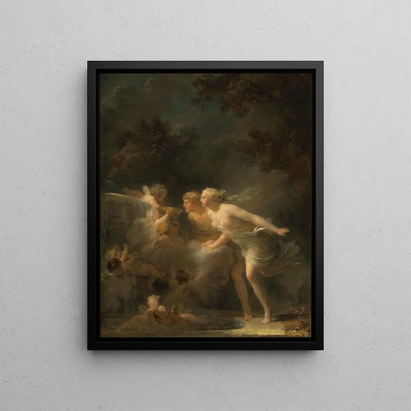 La Fontaine de l'amour - Jean-Honoré Fragonard — ingelijst kunstwerk aan de muur