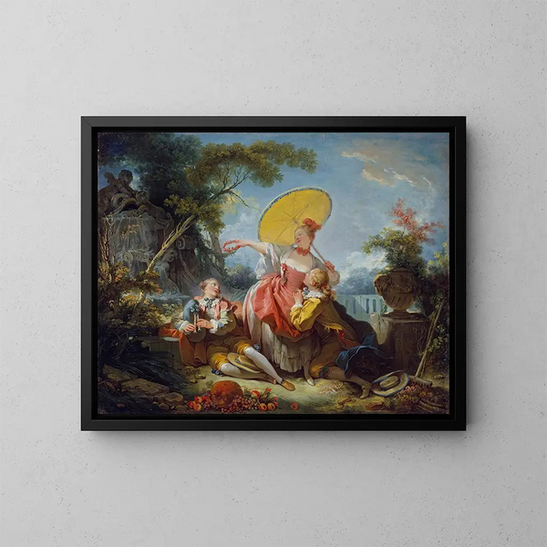 Het Muziekconcours - Jean-Honoré Fragonard — ingelijst kunstwerk aan de muur