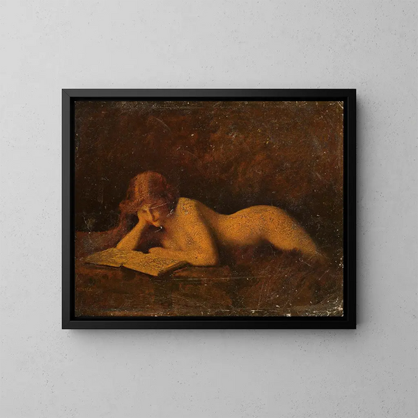Vrouw lezend - Jean-Jacques Henner — ingelijst kunstwerk aan de muur
