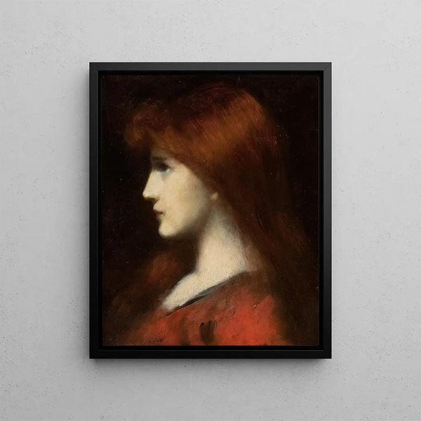 van een roodharige vrouw op profiel - Jean-Jacques Henner — ingelijst kunstwerk aan de muur