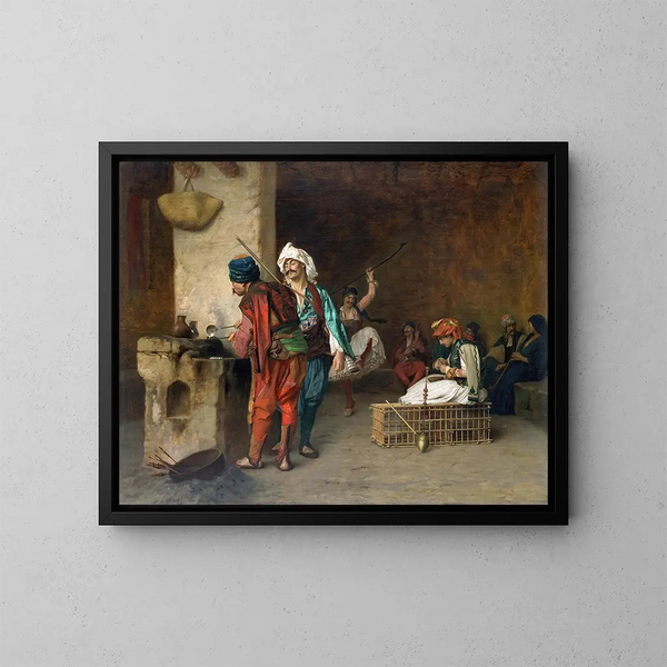 Café House in Caïro, kogelinslag - Jean-Léon Gérôme — ingelijst kunstwerk aan de muur