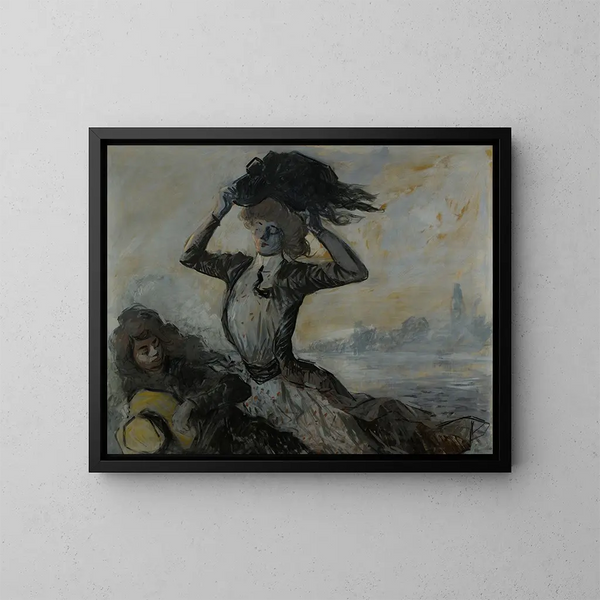 Vertrek van de windstoot - Jean-Louis Forain — ingelijst kunstwerk aan de muur