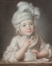 Portret van een kind bij het kaartenhuis - Jean-Martial Frédou — weergave van het kunstwerk
