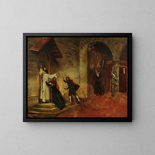 The Fire - Jean-Paul Laurens — framed artwork on a wall