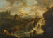 van een paard en koeien bij een woeste rivier - Jean Baptiste De Roy — weergave van het kunstwerk