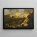 van een paard en koeien bij een woeste rivier - Jean Baptiste De Roy — ingelijst kunstwerk aan de muur