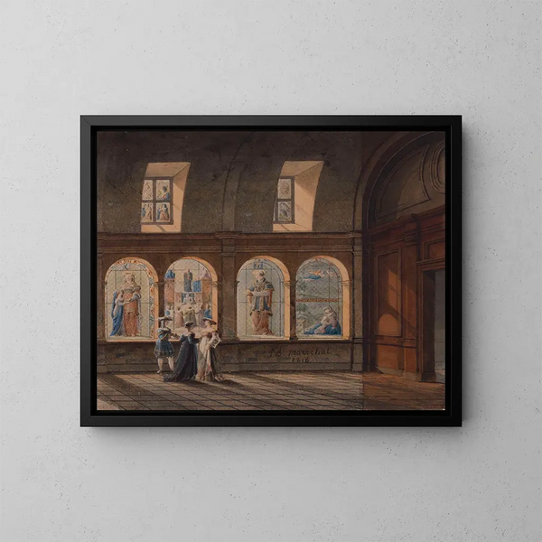 Interior view painting of the cloister of Saint-Étienne-du-Mont Church - Jean Baptiste Marchal — framed artwork on a wall