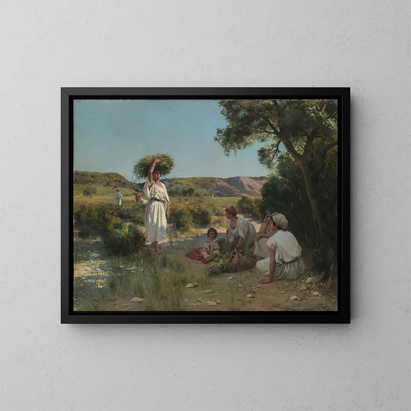 Les glaneuses se reposant à l'ombre - Jean Baptiste Paul Lazerges — framed artwork on a wall