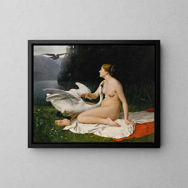 Leda and the Swan - Jean Baptiste Paul Lazerges — framed artwork on a wall