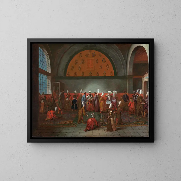 The meal in honor of Ambassador Cornelis Calkoen - Jean-Baptiste Vanmour — framed artwork on a wall