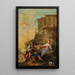 Pastoral scene with two musicians serenading a shepherdess - Jean Barbault — framed artwork on a wall