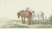 Een bruin-wit paard op een pad naast een hek - Jean Bernard — weergave van het kunstwerk