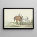 Een bruin-wit paard op een pad naast een hek - Jean Bernard — ingelijst kunstwerk aan de muur