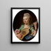 Jonge vrouw met een gitaar - Jean-Bernard Restout — ingelijst kunstwerk aan de muur