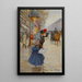 Jonge vrouw die de boulevard oversteekt - Jean Béraud — ingelijst kunstwerk aan de muur