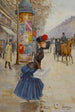 Jonge vrouw die de boulevard oversteekt - Jean Béraud — weergave van het kunstwerk